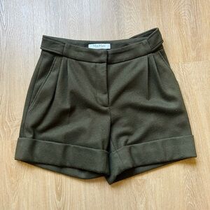 MaxMara Olive Green High Waist Shorts
